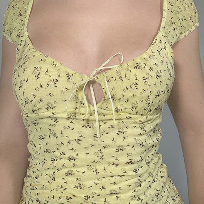 Vintage Floral Mesh Sexy Blouse