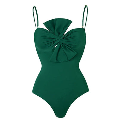 Bow Solid One-Piece Swimsuit