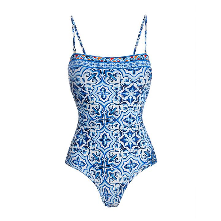 Slim Print One-Piece Swimsuit