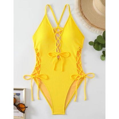 Open Back Halter One-Piece Swimsuit