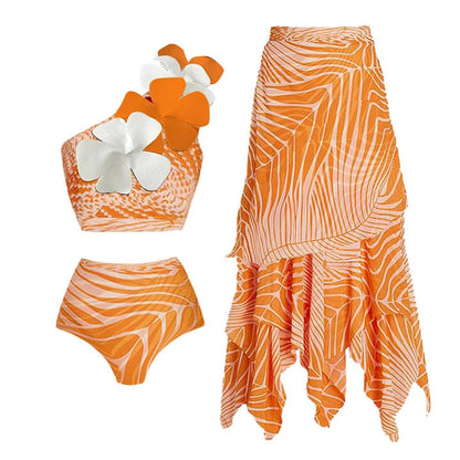 Floral One-Shoulder One-Piece Swimsuit
