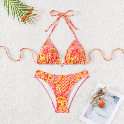 Print Embellished Bikini Set