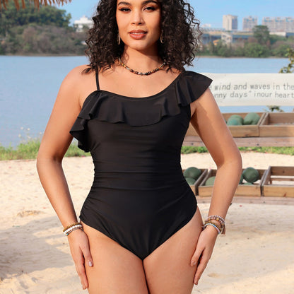 Lace One-Shoulder One-Piece Swimsuit