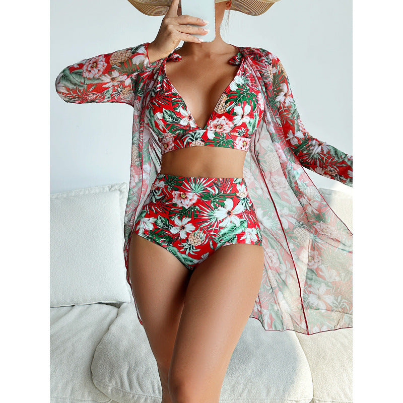 Slit Long One-Piece Swimsuit