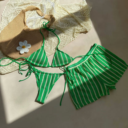 Lace Stripe Bikini Set