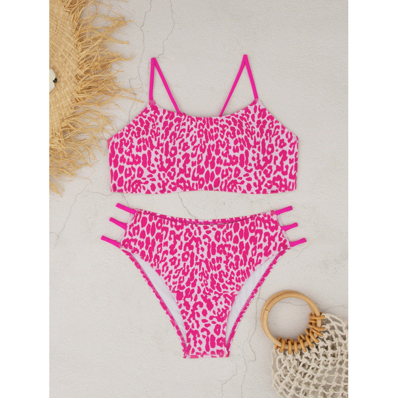Slit Leopard One-Piece Swimsuit