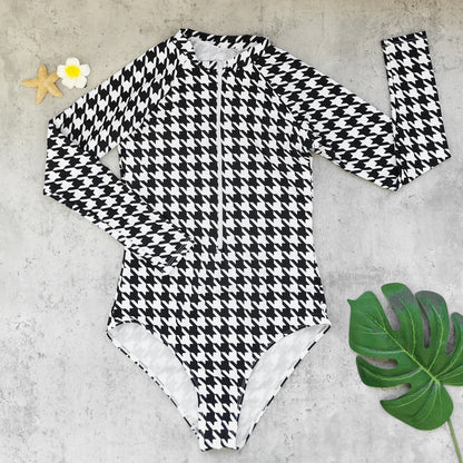 Plaid Print One-Piece Swimsuit