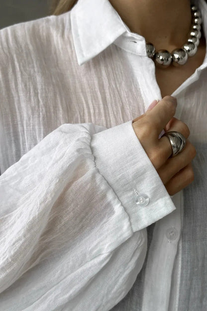 Solid Casual Chic Long Sleeve Blouse