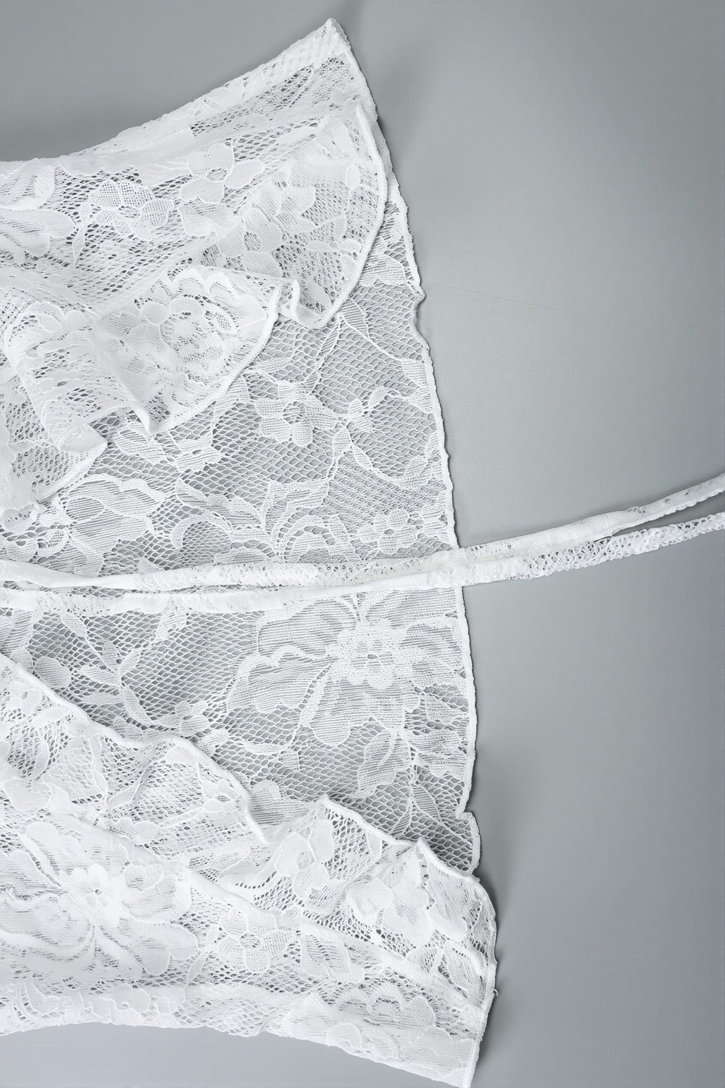 Sexy Long Sleeve Tie Front Lace Blouse
