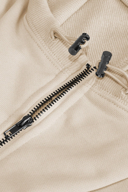 Plain Cropped Zipper Sporty Sweatshirt