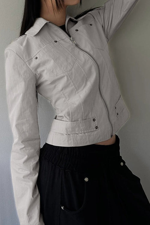 Zip Up Solid Color Utility Jacket