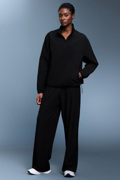 Athletic Half-Zip Solid Loose Sweatshirt