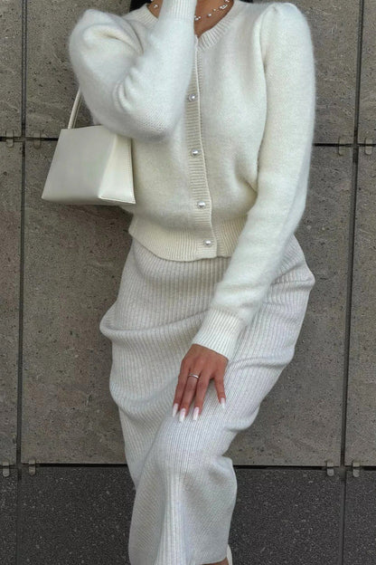 Solid Minimalist Relaxed Long Sleeve Knit Cardigan