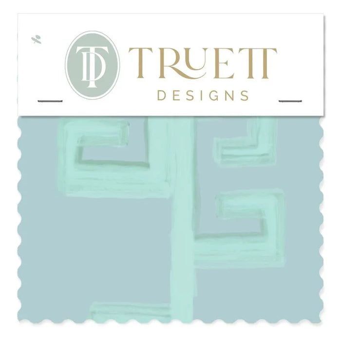 Greek Key Drop Ocean Isle Large Repeat Luxury Fabric by the Yard
