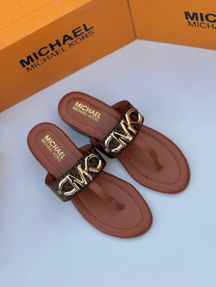 Metallic Logo Embellished Thong Sandals