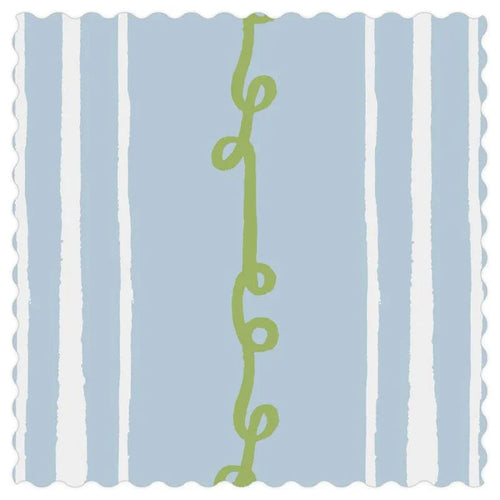 Sister Stripe Blue, White & Green Luxury Fabric by the Yard